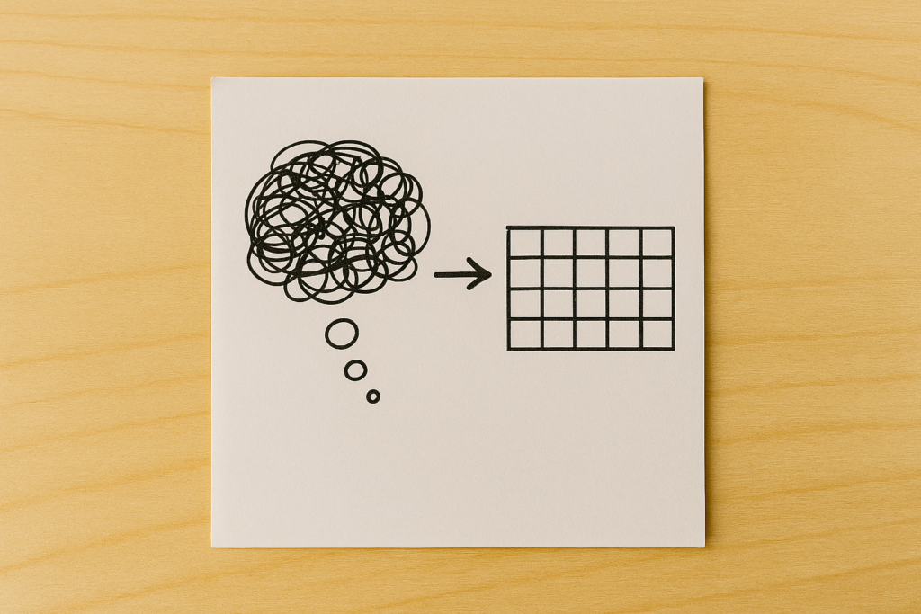 Notizzettel mit Gedanken und Planung im Familienalltag