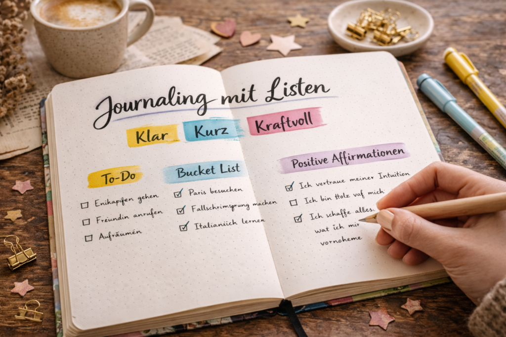 Journaling mit Listen Klar, kurz, kraftvoll